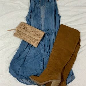 A new day dress belted sleeveless Chambray size xl